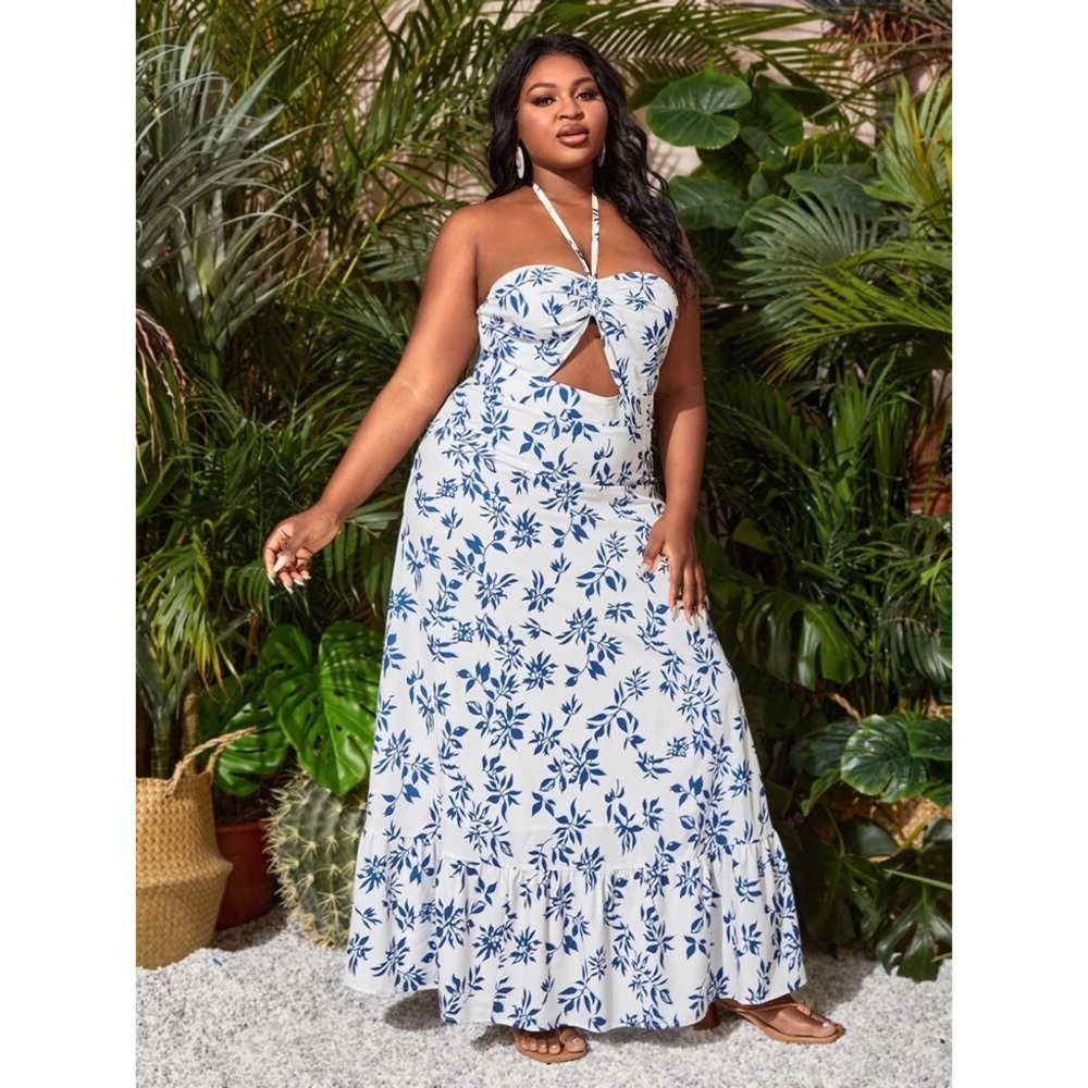 Claire Tied Open Back Allover Floral Print Dress - Picture 2 of 7